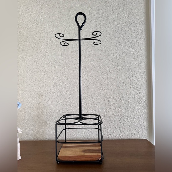 Black Metal Wine Holder with Glass Rack - Picture 2 of 6